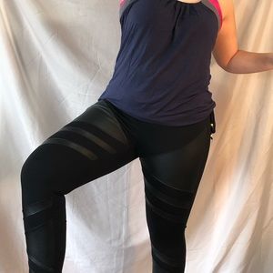 Ladies pleather geometric leggings